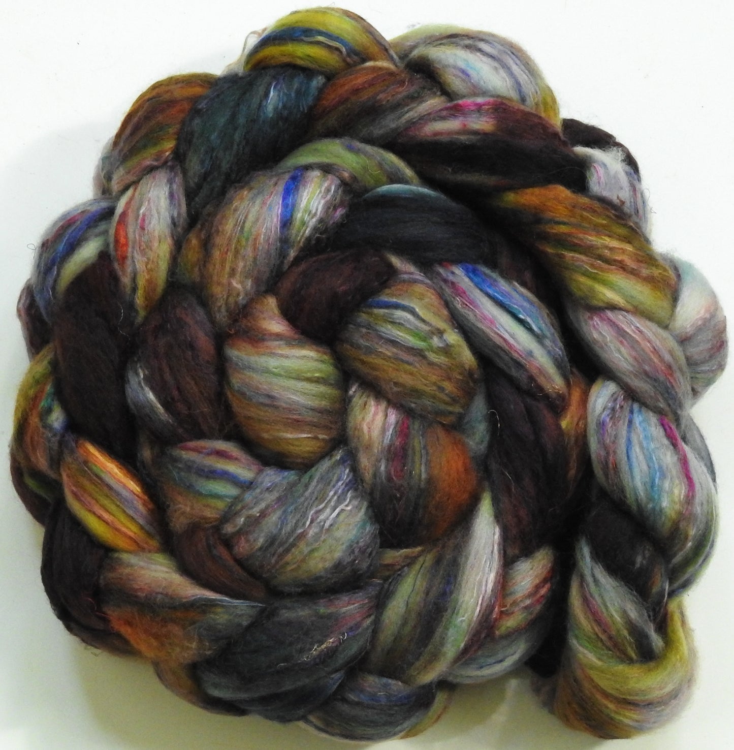 Hayride (5.6 oz)-Batt in a Braid #39 - Merino/ Mulberry Silk / Sari Silk (50/25/25)