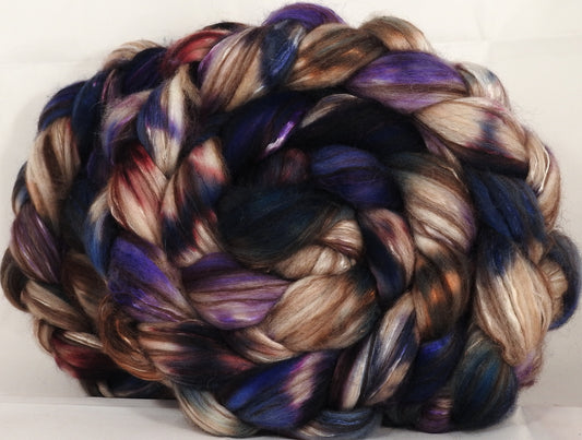 Hand dyed top for spinning - New Moon - (5.1 oz) 18.5 mic merino/ camel/ brown alpaca/ mulberry silk/ (40/20/20/20) - Inglenook Fibers