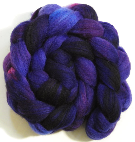 Damson Plum-(5.3 oz.) Batt in a Braid #60- Southdown/ Bfl/ Bio-nylon (50/25/25)
