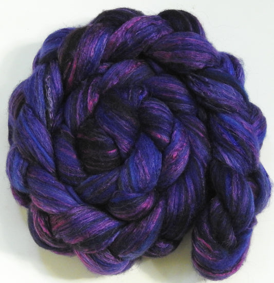 Damson Plum (5.7 oz) - Batt in a Braid #7 - Polwarth/ Manx / Mulberry silk/ Firestar (30/30/30/10)