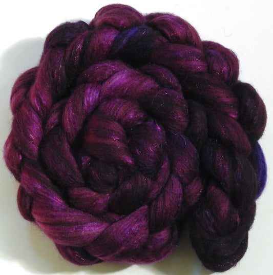 Aubergine (5.8 oz) - Batt in a Braid #7 - Polwarth/ Manx / Mulberry silk/ Firestar (30/30/30/10)