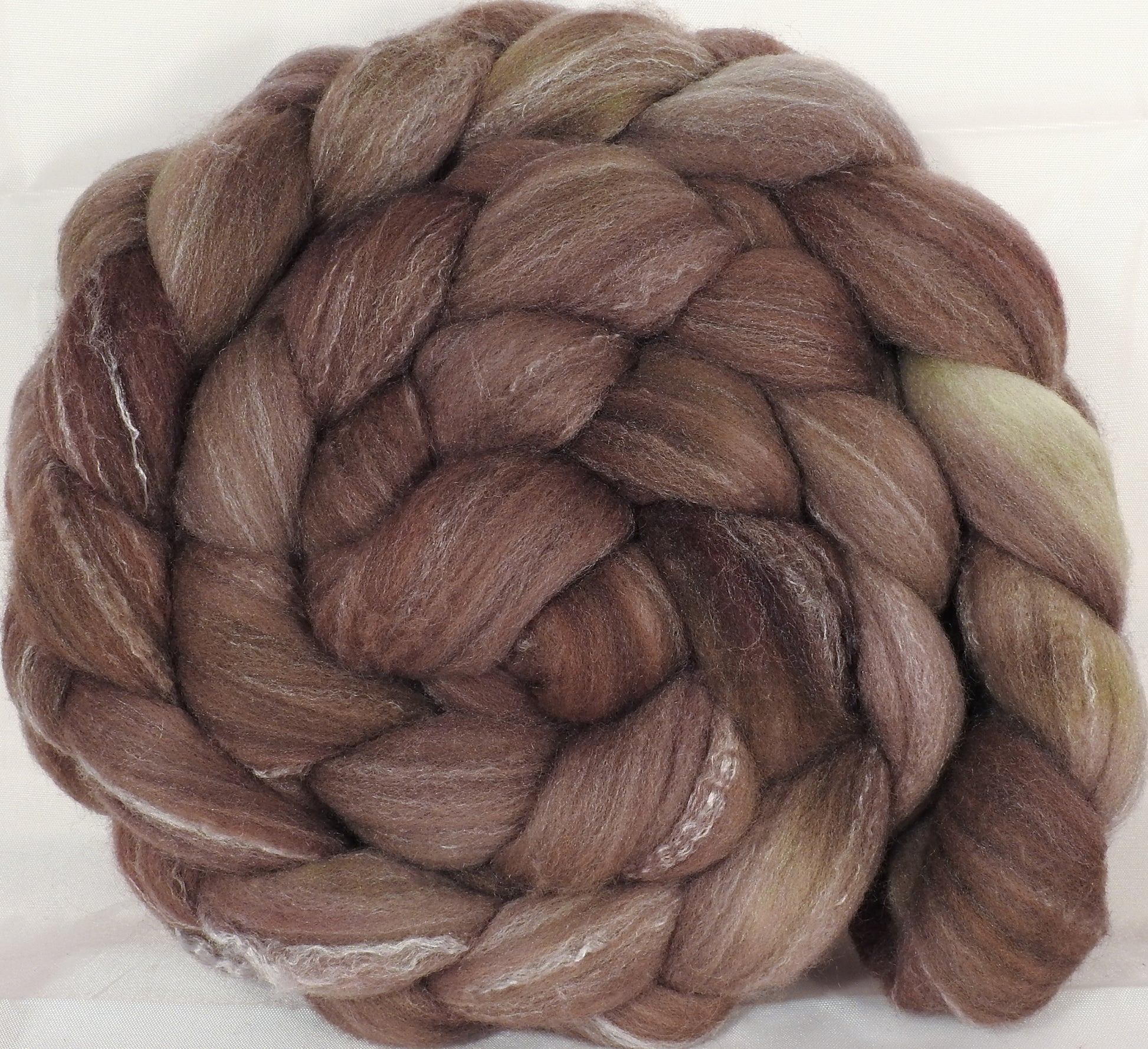 Hand dyed top for spinning - Rye - (5.4 oz.) Targhee/silk/ bamboo ( 80/10/10) - Inglenook Fibers