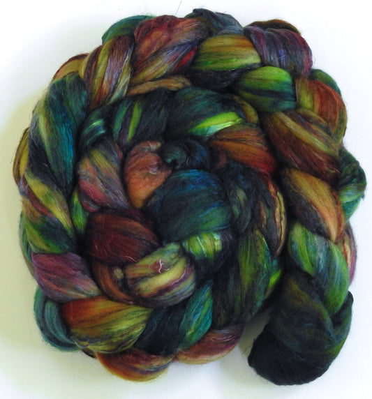 Caladium-(5.8 oz) Batt in a Braid #39 - Merino/ Mulberry Silk / Sari Silk (50/25/25)