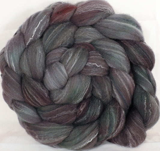 Hand dyed top for spinning - Asphalt - (5.4 oz.) Targhee/silk/ bamboo ( 80/10/10) - Inglenook Fibers