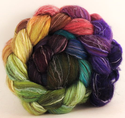 Batt in a Braid #32 -Hawaiian Shirt-(5.4 oz)  Manx Loaghtan/ Wht Bfl / Tussah Silk/ Flax( 30/30/30/10)
