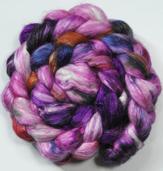 Petunia Redux -Tussah Silk / flax roving (65/35) - 5.8 oz.
