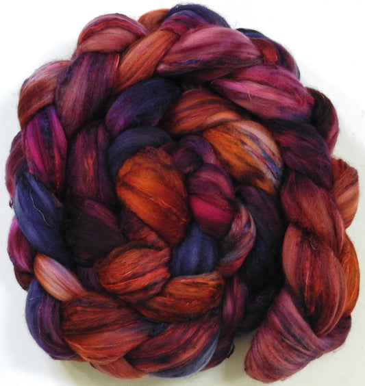 Cranberry Sauce -Batt in a Braid #39 - Merino/ Mulberry Silk / Sari Silk (50/25/25)