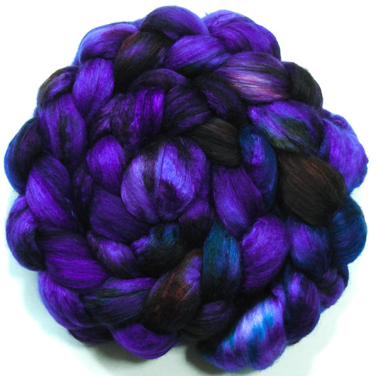 Nightfall- Fusion Series- Batt in a Braid #54- Bleached YAK/Polwarth / Mulberry Silk (40/40/20)
