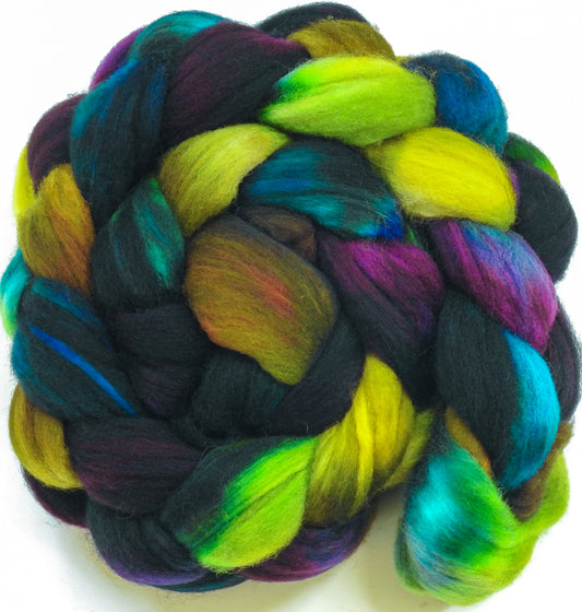 Jewel Beetle-(5.3 oz.) Batt in a Braid #60- Southdown/ Bfl/ Bio-nylon (50/25/25)