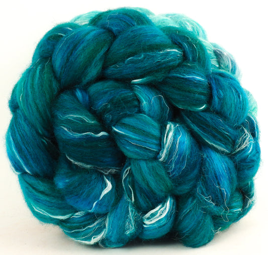 Batt in a Braid #32 -Crystal Caves-(5.5 oz)  Manx Loaghtan/ Wht Bfl / Tussah Silk/ Flax( 30/30/30/10)