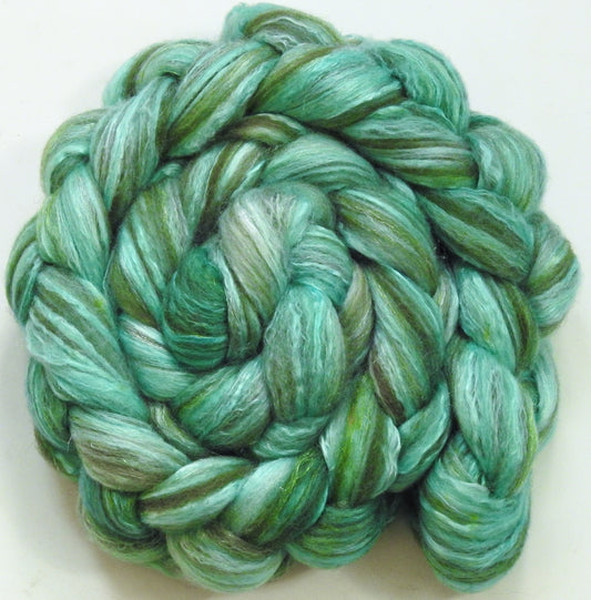 Verdigris (5.6 oz) - Batt in a Braid #7 - Polwarth/ Manx / Mulberry silk/ Firestar (30/30/30/10)