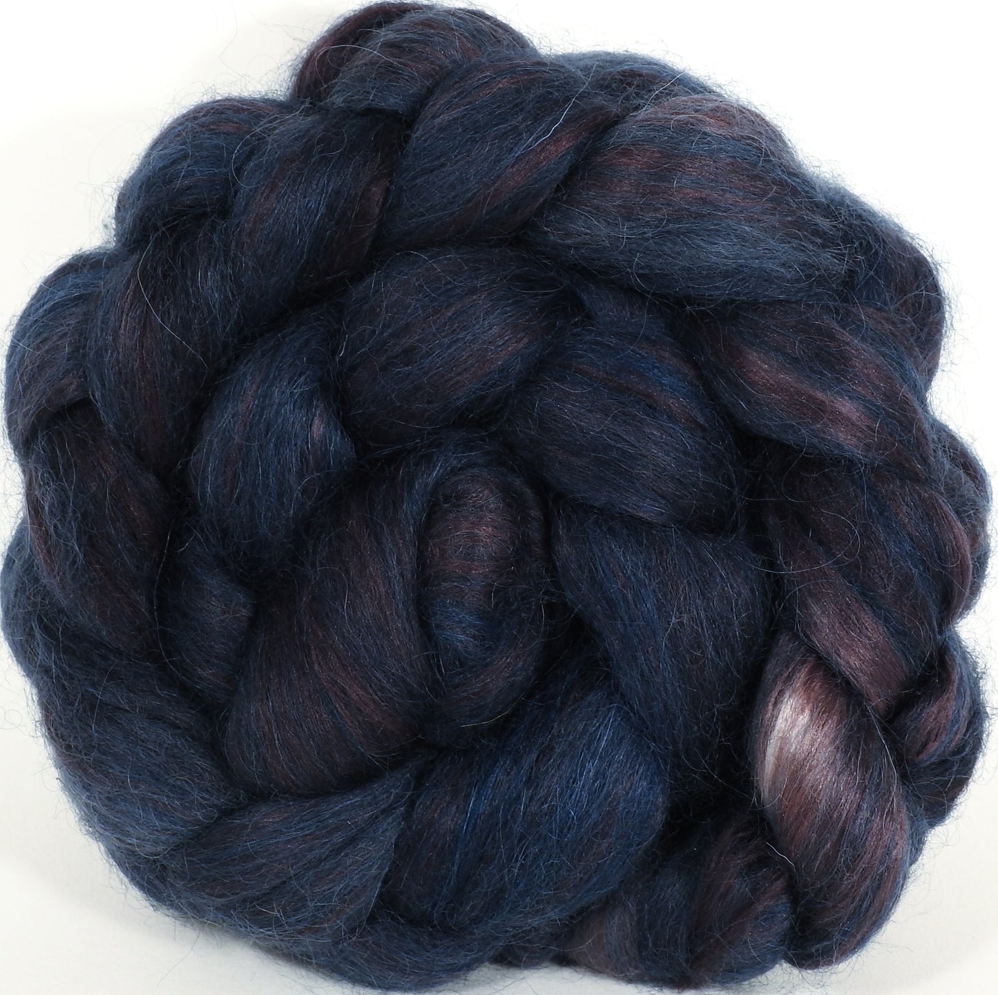Hand-dyed wensleydale/ mulberry silk roving ( 65/35) -Licorice - Inglenook Fibers