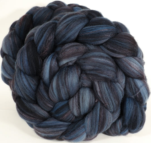 Batt in a Braid #35- Licorice ( 5.5 oz. ) - Sw Merino (18.5 mic) /Merino (18.5 mic) / Tussah Silk (40/40/20) - Inglenook Fibers