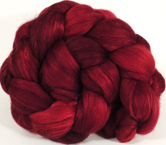 Batt in a Braid #40 -Crimson- YAK / Baby Alpaca / Mulberry silk/ Merino (18 mic)(30/30/30/10) - Inglenook Fibers