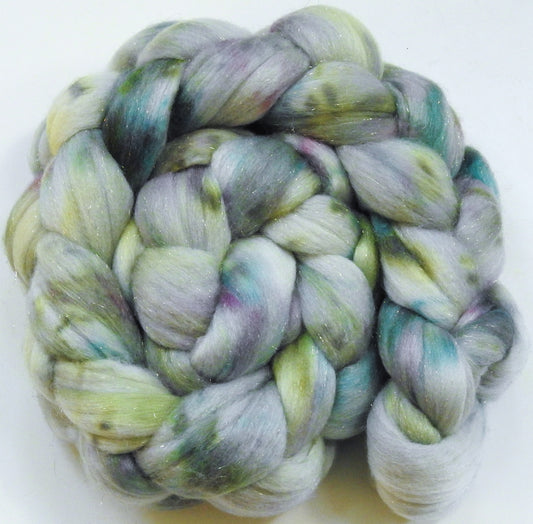 Moonstone-(5.5 oz)  Batt in a Braid #58-Superfine Merino/ Tussah silk/ Gold Stellina(65/25/10)