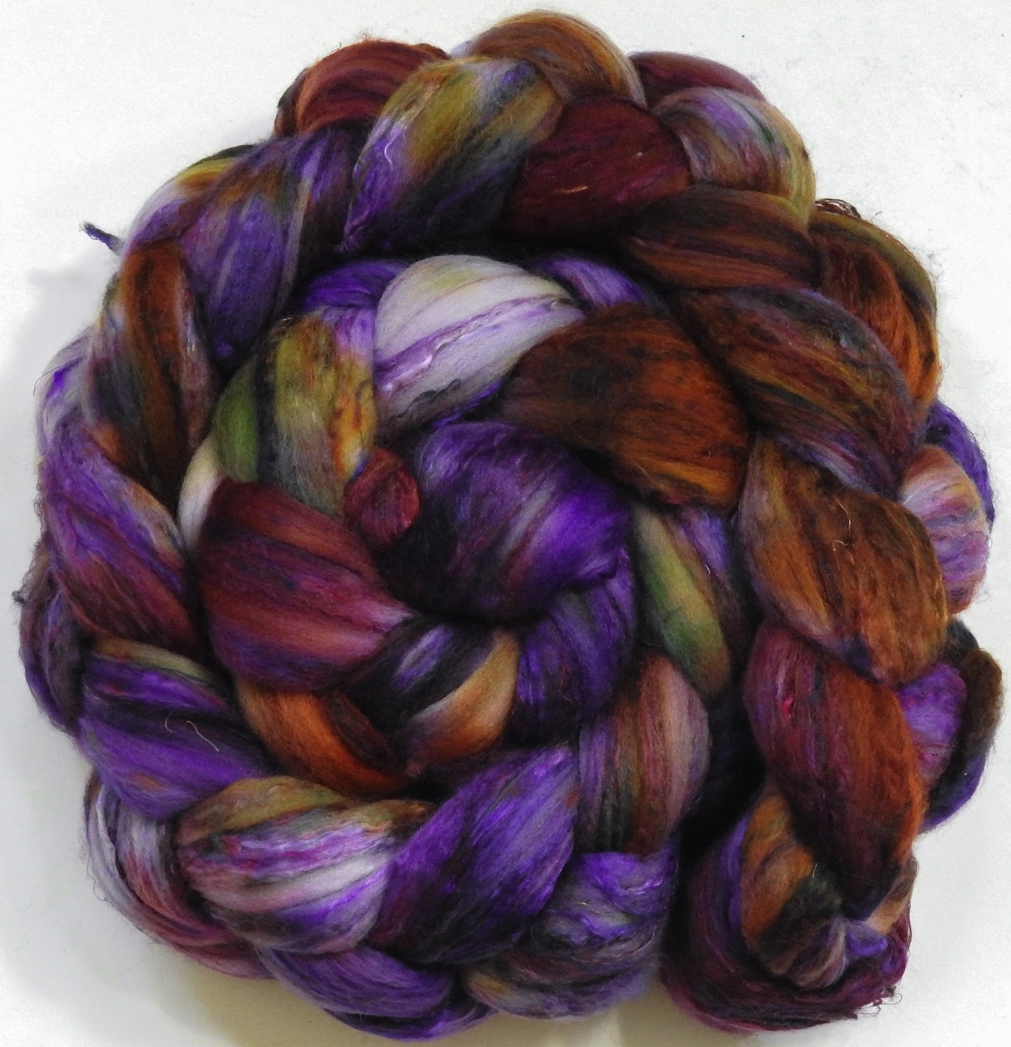 Echinacea -Batt in a Braid #39 - Merino/ Mulberry Silk / Sari Silk (50/25/25)