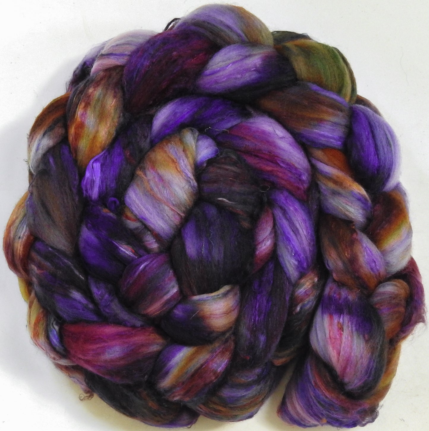 Echinacea -Batt in a Braid #39 - Merino/ Mulberry Silk / Sari Silk (50/25/25)