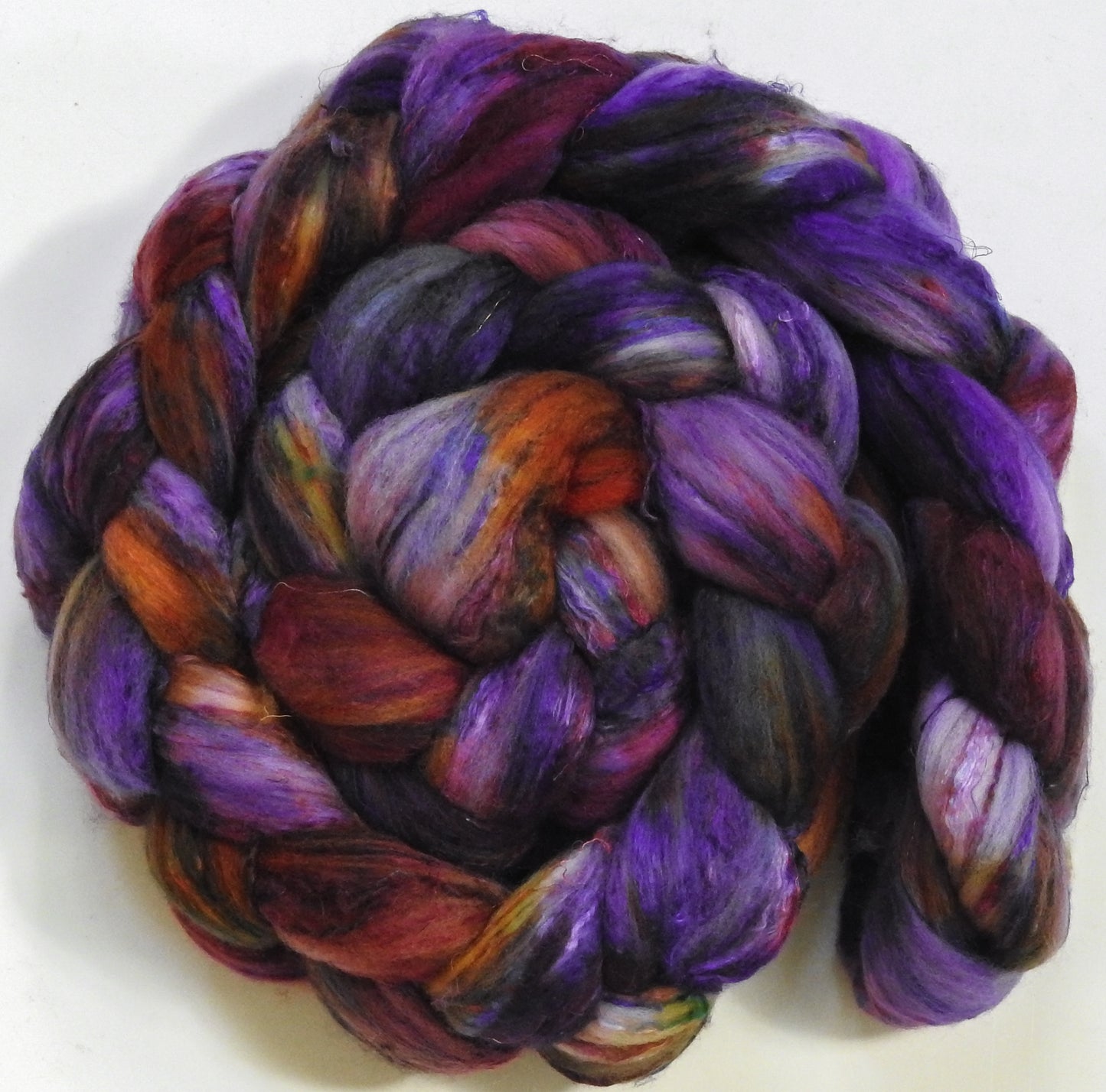 Echinacea -Batt in a Braid #39 - Merino/ Mulberry Silk / Sari Silk (50/25/25)