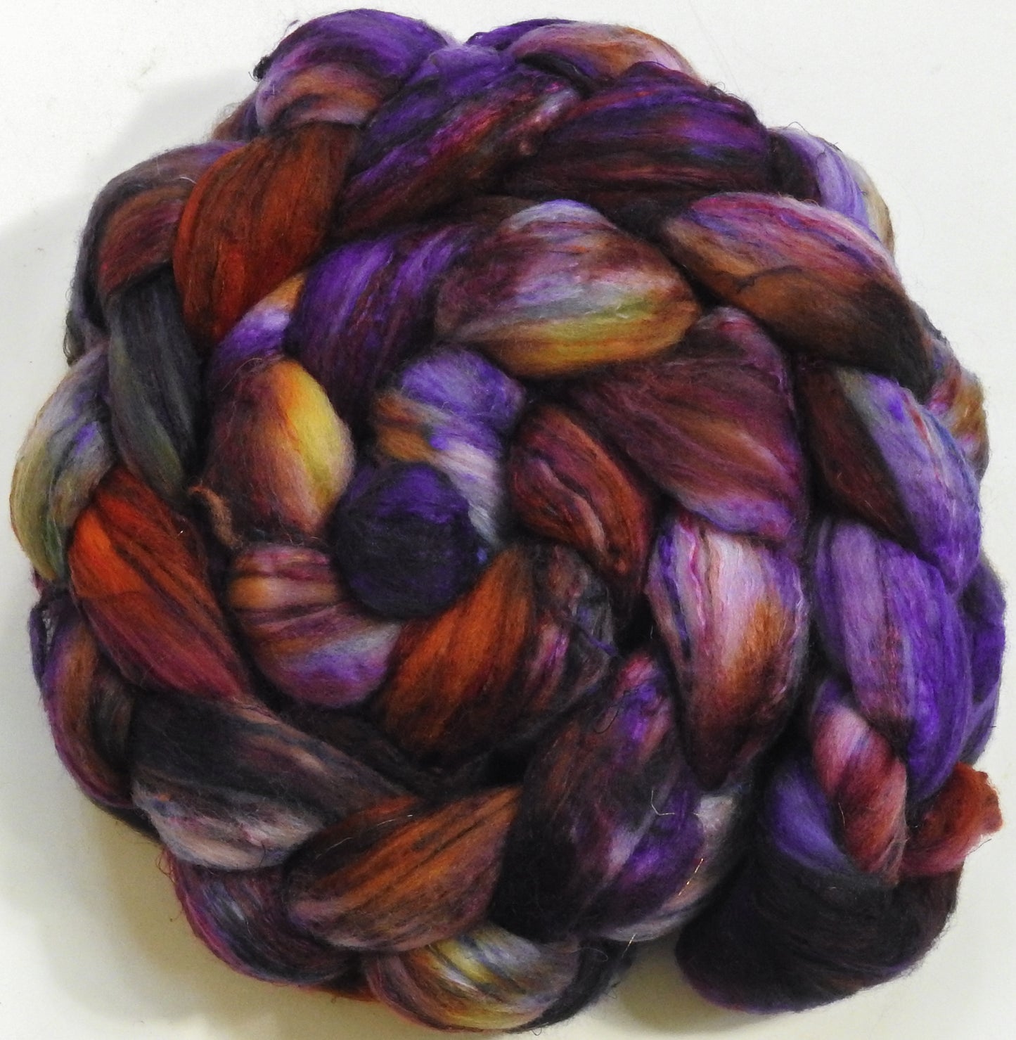 Echinacea -Batt in a Braid #39 - Merino/ Mulberry Silk / Sari Silk (50/25/25)