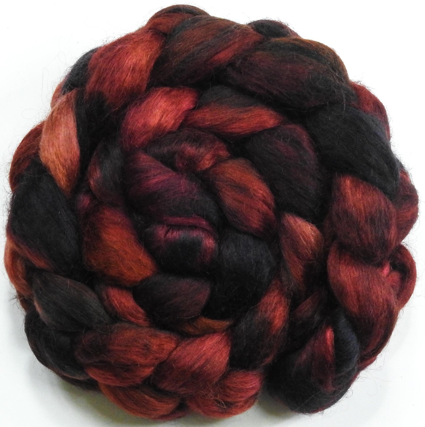 Jasper - Fusion Series - Batt in a Braid #52- Wensleydale/ Mulberry silk/ Polwarth (60/25/15)