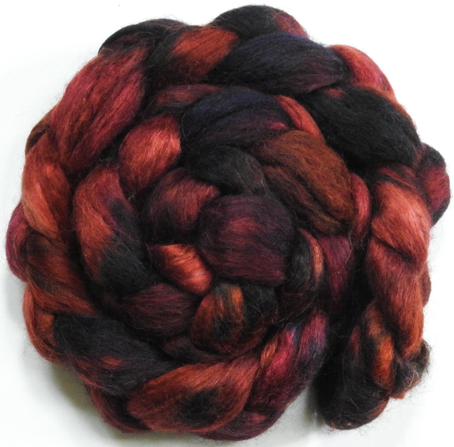 Jasper - Fusion Series - Batt in a Braid #52- Wensleydale/ Mulberry silk/ Polwarth (60/25/15)