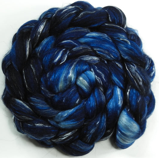 Lights Out (6.1 oz.) -Glazed Solid -Batt in a Braid #31- Polwarth/ Mulberry Silk / Baby Alpaca / Rainbow Firestar/ Tencel( 40/25/15/10/10)