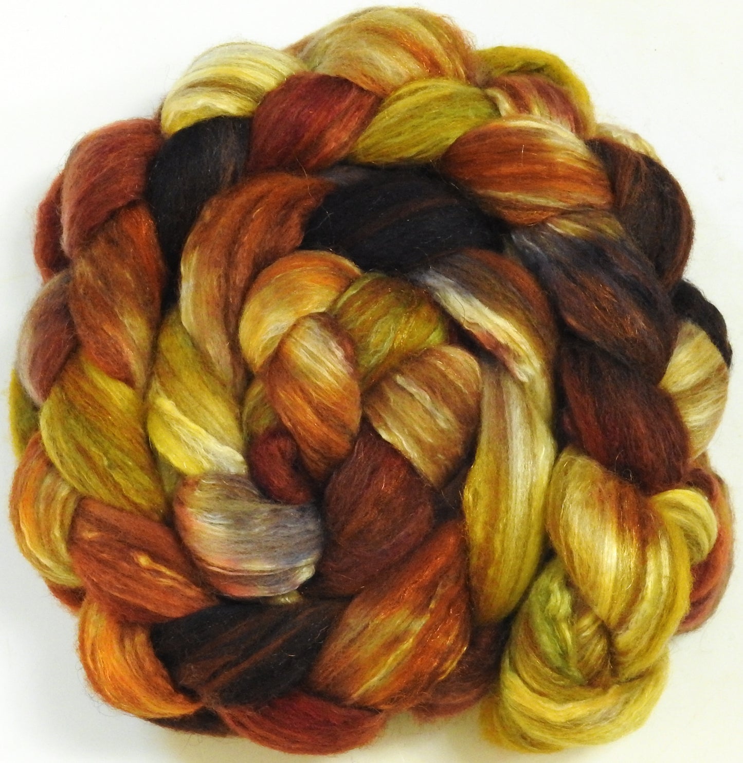 Beechnut(5.8 oz) - Batt in a Braid #7 - Polwarth/ Manx / Mulberry silk/ Firestar (30/30/30/10)