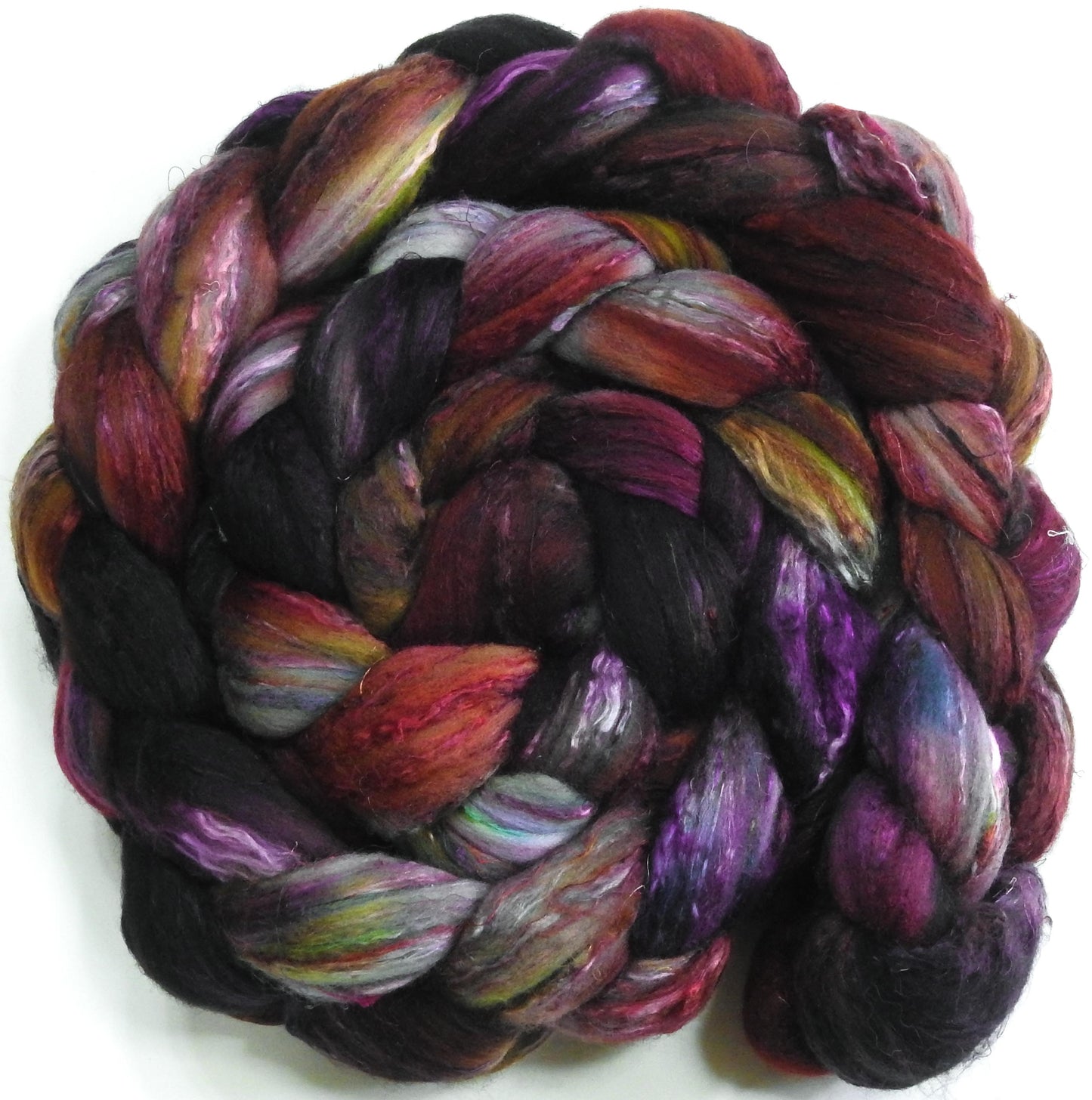 Batt in a Braid #39 - Singular 27 -(6.1 oz.) Falkland Merino/ Mulberry Silk / Sari Silk (50/25/25)