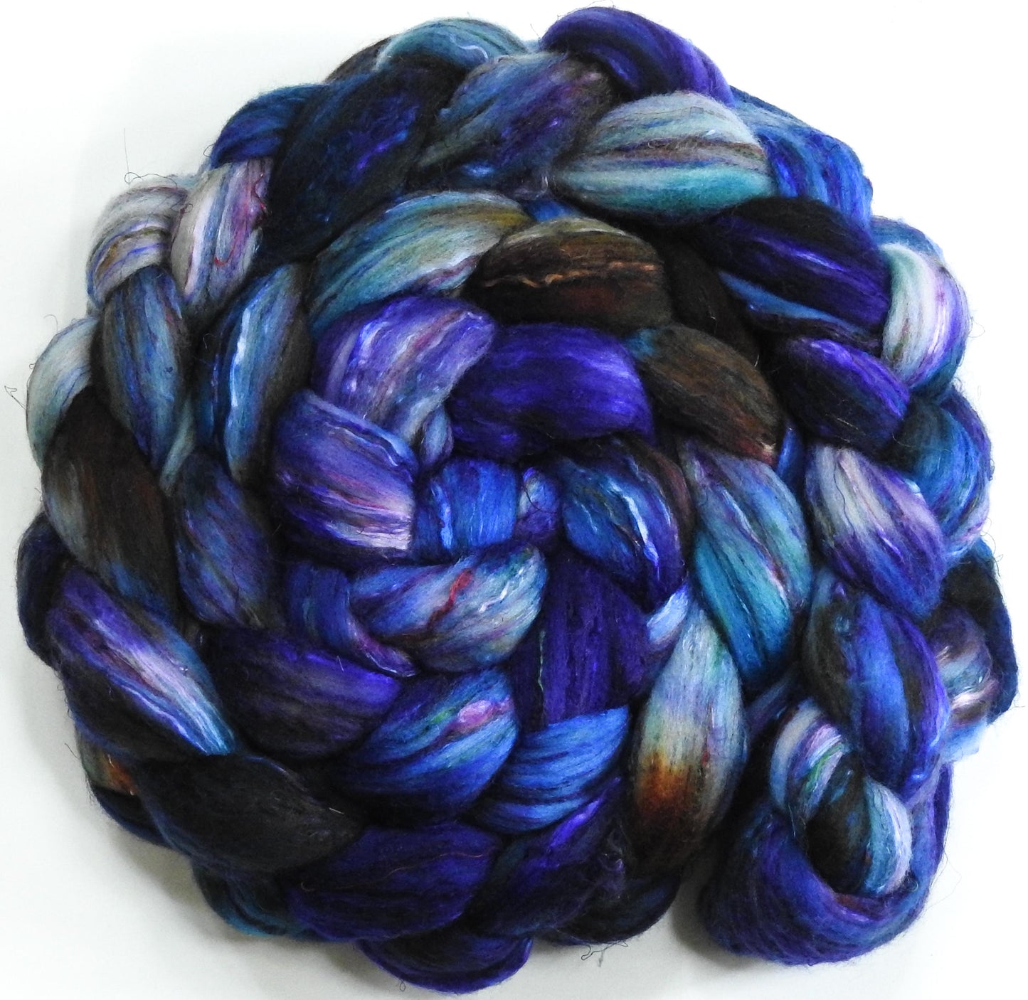 Batt in a Braid #39 - Singular 26 -(6.1 oz.) Falkland Merino/ Mulberry Silk / Sari Silk (50/25/25)
