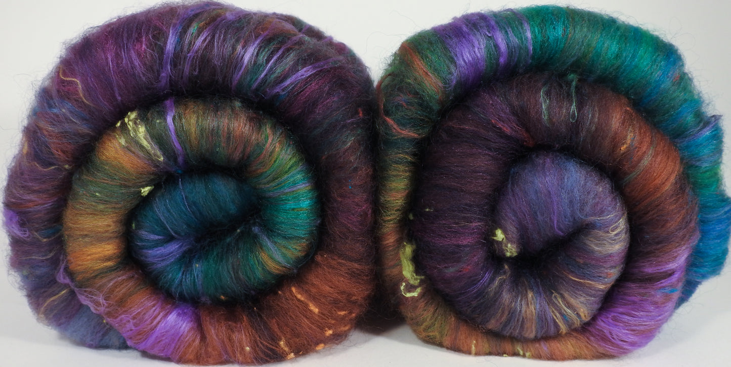 Jabberwocky - Roly Poly batts- 35% Cotswold fleece, merino, rambouillet silk, bamboo, silk noil (angelina in the sparkle batts) - Inglenook Fibers