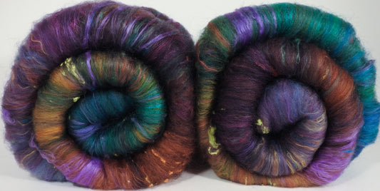 Jabberwocky - Roly Poly batts- 35% Cotswold fleece, merino, rambouillet silk, bamboo, silk noil (angelina in the sparkle batts) - Inglenook Fibers