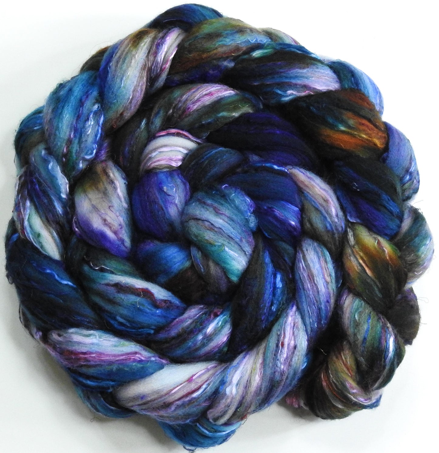 Batt in a Braid #39 - Singular 26 -(6.1 oz.) Falkland Merino/ Mulberry Silk / Sari Silk (50/25/25)