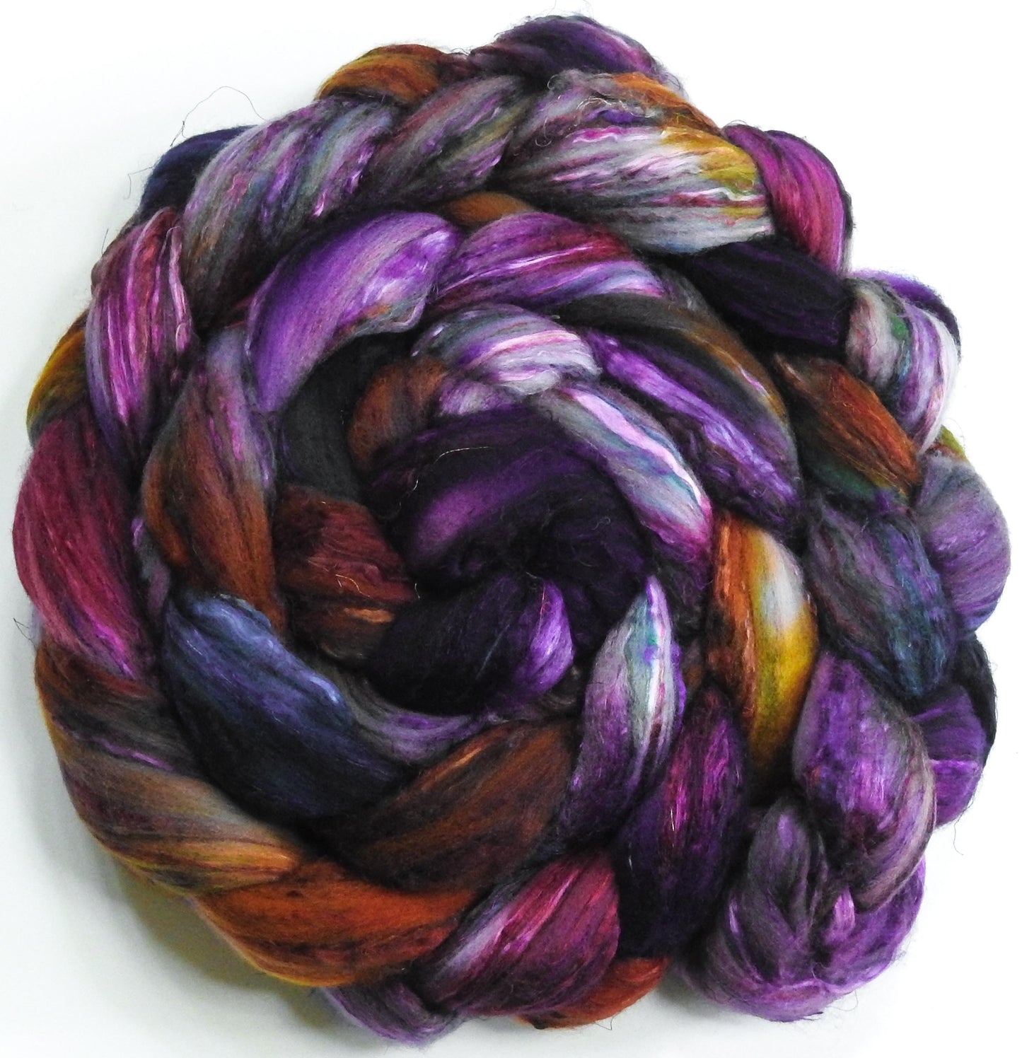 Batt in a Braid #39 - Singular 29 -(6.2 oz.) Falkland Merino/ Mulberry Silk / Sari Silk (50/25/25)