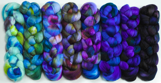 Ode to Hydrangeas Gradient Braid Set - Fusion Series- (12.3 oz.) Organic Polwarth/silk (80/20)