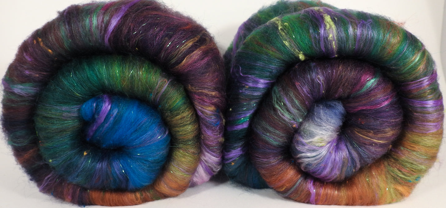 Jabberwocky - Roly Poly batts- 35% Cotswold fleece, merino, rambouillet silk, bamboo, silk noil (angelina in the sparkle batts) - Inglenook Fibers