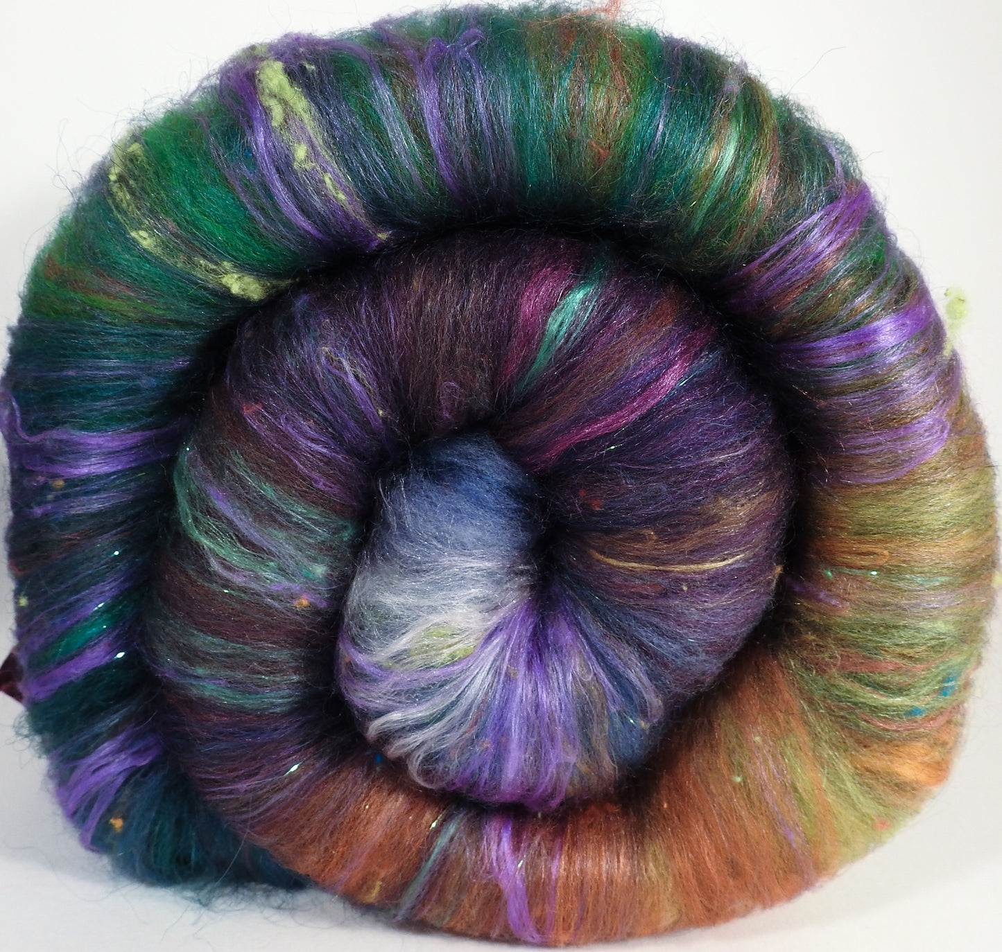 Jabberwocky - Roly Poly batts- 35% Cotswold fleece, merino, rambouillet silk, bamboo, silk noil (angelina in the sparkle batts) - Inglenook Fibers