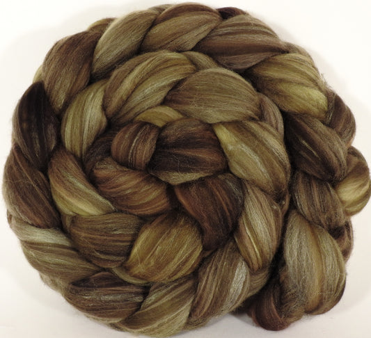 Batt in a Braid #35 ( 5.6 oz. ) -Tortoise- Sw Merino (18.5 mic) /Merino (18.5 mic) / Tussah Silk (40/40/20) - Inglenook Fibers