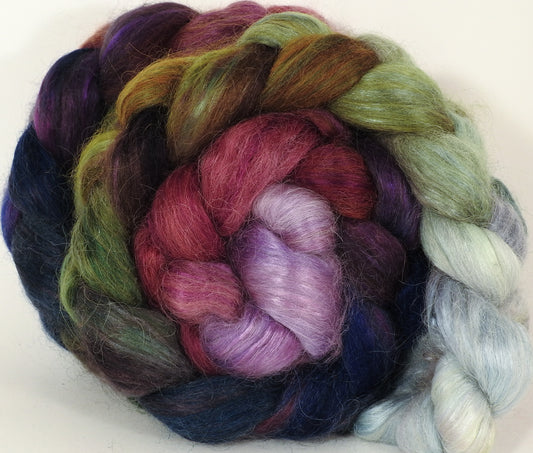 Hand-dyed wensleydale/ mulberry silk roving ( 65/35) -Cabbages & Kings - Inglenook Fibers