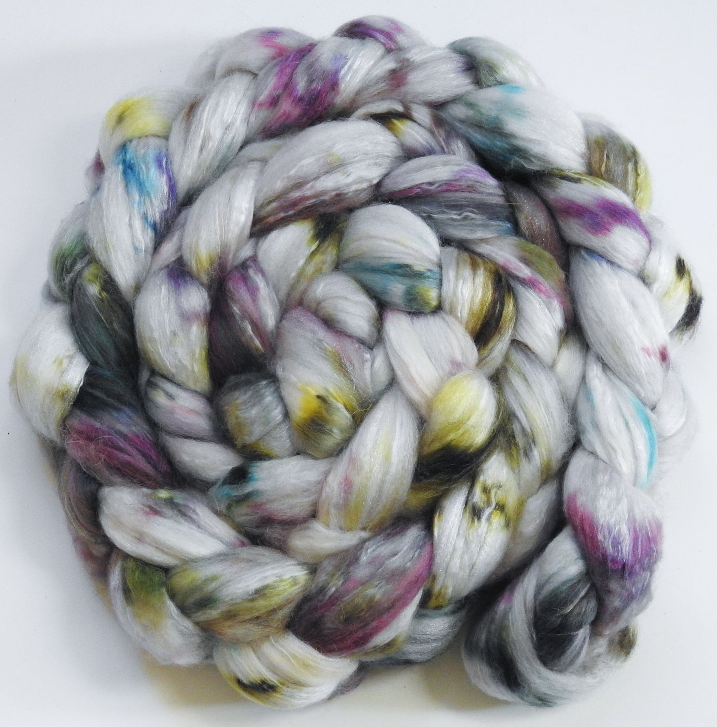 Moonstone (5.7 oz)- Batt in a Braid #5 - Merino/ Camel/ silk/ faux cashmere/ firestar (25/25/25/12/12)