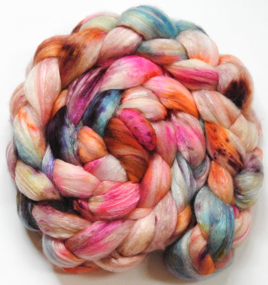 Sourpuss-(5.7 oz.) Batt in a Braid #5- Merino/ Camel/ silk/ faux cashmere/ firestar (25/25/25/12/12)