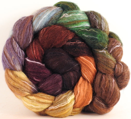 Batt in a Braid #32 -Trumpkin-(5.6 oz)  Manx Loaghtan/ Wht Bfl / Tussah Silk/ Flax( 30/30/30/10)