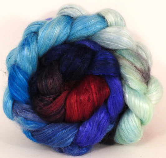 Hand-dyed wensleydale/ mulberry silk roving ( 65/35) -The Caterpillar- ( 5.35 oz.) - Inglenook Fibers