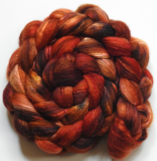 Fire Pit (6 oz) - Batt in a Braid #7 - Polwarth/ Manx / Mulberry silk/ Firestar (30/30/30/10)