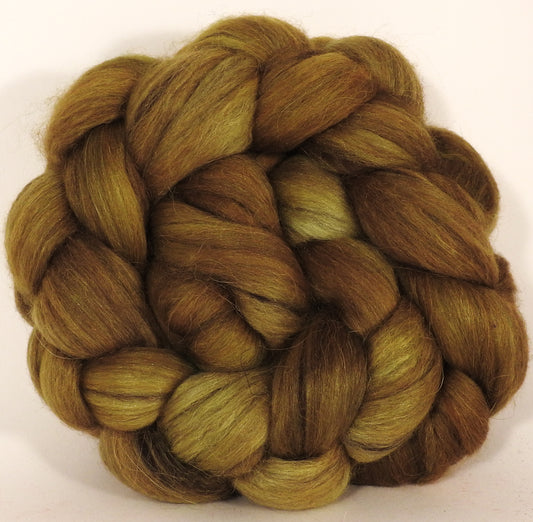 Batt in a Braid #40-Old Gold-(4.7 oz.)YAK / Baby Alpaca / Mulberry silk/ Merino ( 18 mic)(30/30/30/10) - Inglenook Fibers