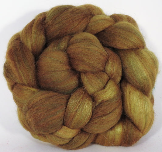 Batt in a Braid #25- Old Gold - 5.3 oz.- De-haired Llama/ Polwarth/ Mulberry Silk (33/33/33 ) - Inglenook Fibers