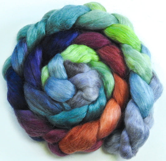 Ruby Throat - Batt in a Braid #52- Wensleydale/ Mulberry silk/ Polwarth (60/25/15)