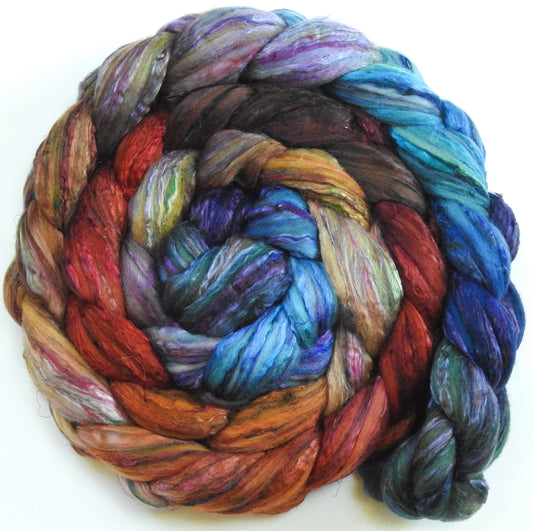 Harvest Moon (5.8 ) - Batt in a Braid #39 - Falkland Merino/ Mulberry Silk / Sari Silk (50/25/25)