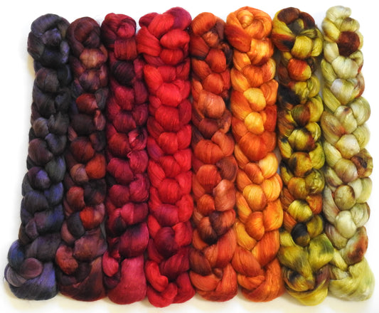 Leaf Peeping -  Gradient Braid Set - (11 oz.) Merino/mulberry silk 60/40