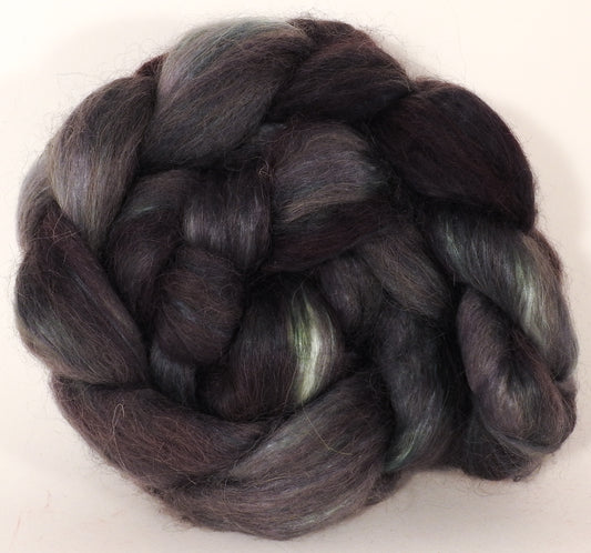 Hand-dyed wensleydale/ mulberry silk roving ( 65/35) -Asphalt- ( 5.7 oz.) - Inglenook Fibers