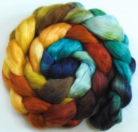 Harvest Moon (5.8 oz) - Batt in a Braid #52- Wensleydale/ Mulberry silk/ Polwarth (60/25/15)